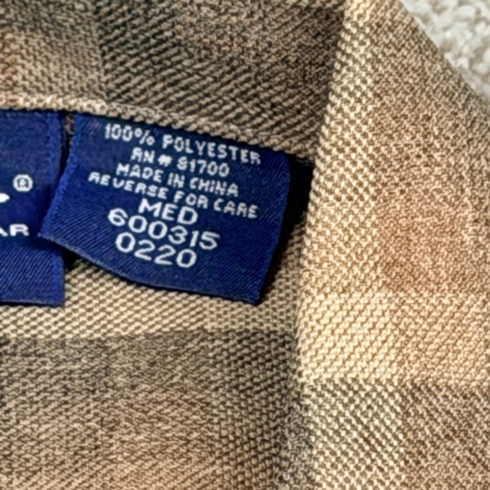 Vintage John Blair Mens Brown Tan Shadow Plaid Button Down Shirt Long Sleeve Med - Picture 4 of 7